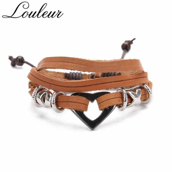 charm bracelets louleur brown love heart hematite leather alloy retro multilayer bangles men jewelry adjustable valentine's day gifts, Golden;silver
charm bracelets louleur brown love heart hematite leather alloy retro multilayer bangles men jewelry adjustable valentine's day gifts, Golden;silver