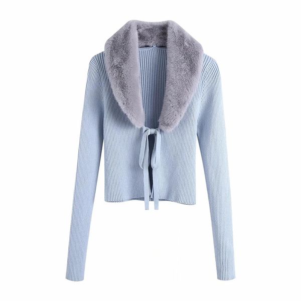 xnwmnz za women fashion patchwork faux fur knitted cardigan sweater vintage with tied female long sleeve outerwear chic, Black
xnwmnz za women fashion patchwork faux fur knitted cardigan sweater vintage with tied female long sleeve outerwear chic, Black