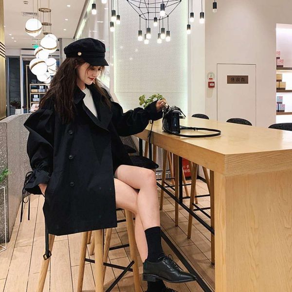 fashion style windbreaker british middle versatile long small chic coat women's spring autumn loose bf cardigan fashion luxury, Tan;black
fashion style windbreaker british middle versatile long small chic coat women's spring autumn loose bf cardigan fashion luxury, Tan;black