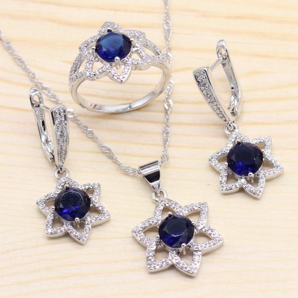 earrings & necklace women flower silver color jewelry sets blue crystal pendant ring for gift christmas party
earrings & necklace women flower silver color jewelry sets blue crystal pendant ring for gift christmas party