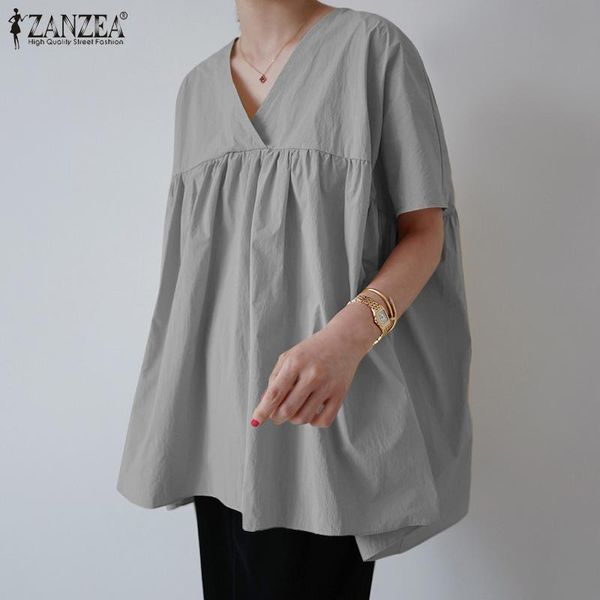 women's blouses & shirts zanzea summer elegant v neck short sleeve shirt women blouse loose baggy chemise 2021 casual solid tunic blus, White
women's blouses & shirts zanzea summer elegant v neck short sleeve shirt women blouse loose baggy chemise 2021 casual solid tunic blus, White