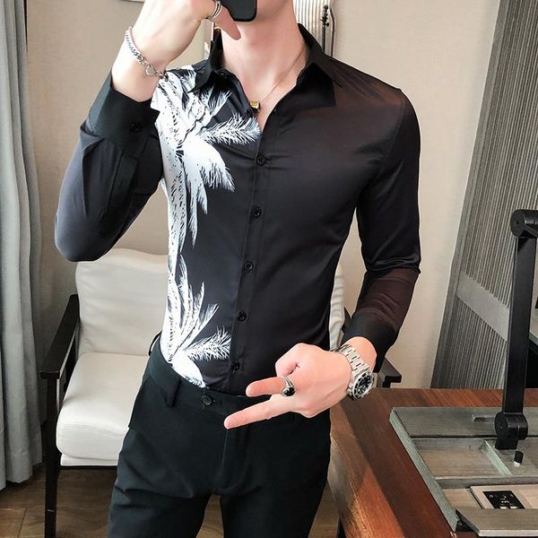 men's casual shirts british style spring digital print long sleeve shirt men clothes 2021 all match slim fit prom tuxedo dress, White;black
men's casual shirts british style spring digital print long sleeve shirt men clothes 2021 all match slim fit prom tuxedo dress, White;black