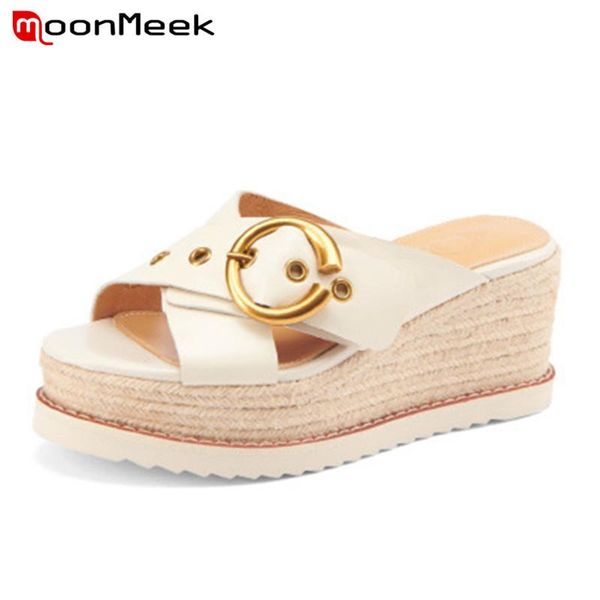 sandals moonmeek wedges platform women shoes metal decoration summer casual mules ladies genuine leather, Black
sandals moonmeek wedges platform women shoes metal decoration summer casual mules ladies genuine leather, Black