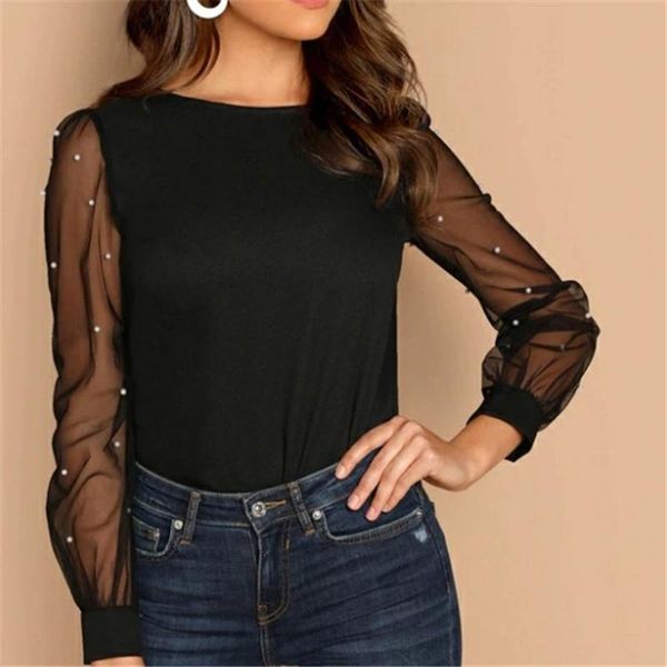 women's blouses & shirts 2021 fall long sheer sleeve mesh pearl patchwork women elegant shirt plus size vintage ladies black pink, White
women's blouses & shirts 2021 fall long sheer sleeve mesh pearl patchwork women elegant shirt plus size vintage ladies black pink, White