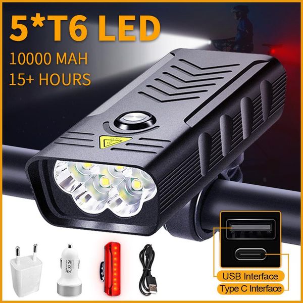 10000mah bicycle light usb rechargeable 5*t6 led for bike light front cycling mtb road headlight aluminum waterproof
10000mah bicycle light usb rechargeable 5*t6 led for bike light front cycling mtb road headlight aluminum waterproof