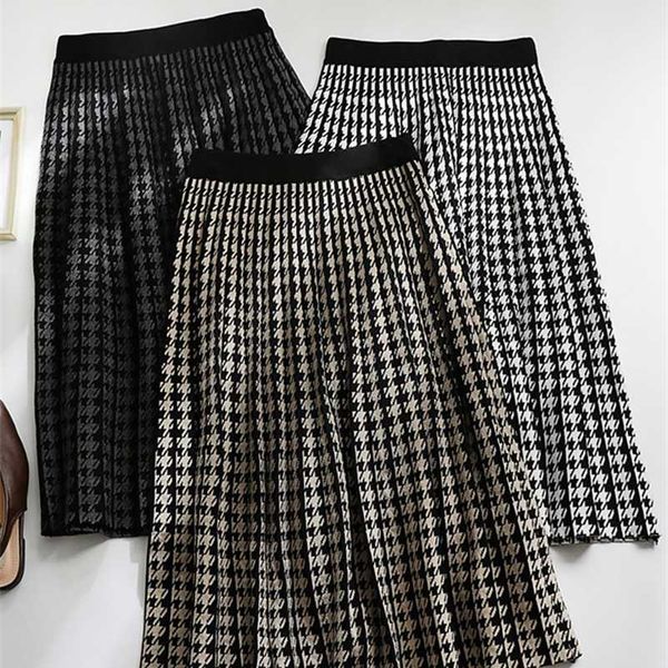 surmiitro autumn winter knitted midi long pleated skirt women korean style houndstooth mid-length high waist skirt female 211120, Black
surmiitro autumn winter knitted midi long pleated skirt women korean style houndstooth mid-length high waist skirt female 211120, Black