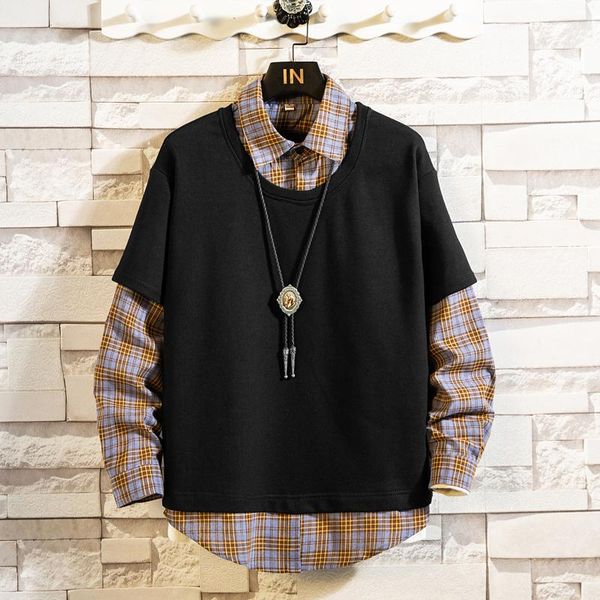 men's casual shirts 2021 spring autumn fake two piece 55% cotton 45%polyester, White;black
men's casual shirts 2021 spring autumn fake two piece 55% cotton 45%polyester, White;black