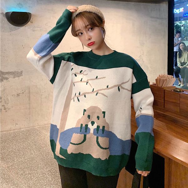2021 new autumn and winter pullover cartoon pattern women loose outer wear base sweater plus size p6fp, White;black
2021 new autumn and winter pullover cartoon pattern women loose outer wear base sweater plus size p6fp, White;black