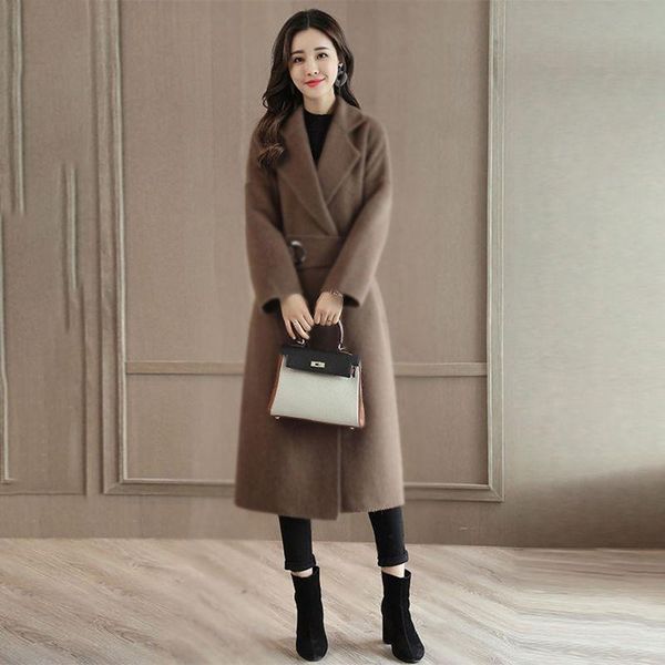 women's wool & blends 2021 autumn winter women woolen coat female elegant turn down collar long with belt solid color loose l966, Black
women's wool & blends 2021 autumn winter women woolen coat female elegant turn down collar long with belt solid color loose l966, Black