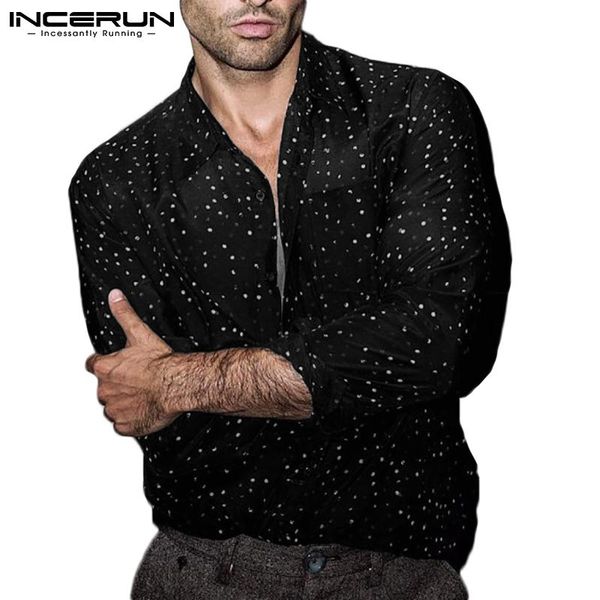 men's casual shirts incerun men leisure polka dot printed long sleeve lapel collar blouse fashion button camisa man breathable blusas, White;black
men's casual shirts incerun men leisure polka dot printed long sleeve lapel collar blouse fashion button camisa man breathable blusas, White;black