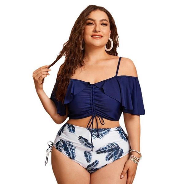 women's plus size swimwear off shoulder ruffle bikini for women tummy control high waisted large swimsuit adjustbale laced up 3xl, Black
women's plus size swimwear off shoulder ruffle bikini for women tummy control high waisted large swimsuit adjustbale laced up 3xl, Black