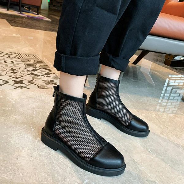 boots flock mesh cut outs cool round toe fashion ladies pumps zipper square low heel casual women shoes size 34-343, Black
boots flock mesh cut outs cool round toe fashion ladies pumps zipper square low heel casual women shoes size 34-343, Black