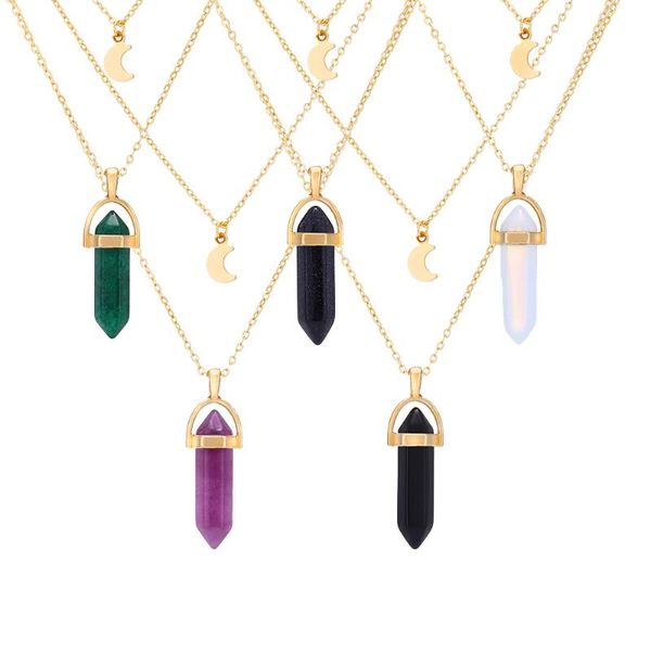 chains beauty layer fashion double chain necklace bohemian hexagon opal pendant statement geometric woman jewelry, Silver
chains beauty layer fashion double chain necklace bohemian hexagon opal pendant statement geometric woman jewelry, Silver