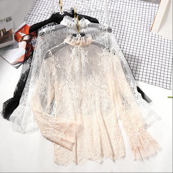 lace see through women blouse summer ruffled neck butterfly sleeve ladies flower back shirts night club 0.07, White
lace see through women blouse summer ruffled neck butterfly sleeve ladies flower back shirts night club 0.07, White