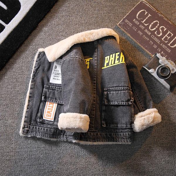 jackets kids clothes boys thick velvet denim jacket autumn winter warm single breasted lapel children jean coats outerwear, Blue;gray
jackets kids clothes boys thick velvet denim jacket autumn winter warm single breasted lapel children jean coats outerwear, Blue;gray