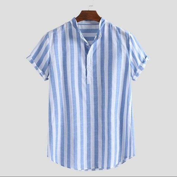 men's casual shirts men clothing 2021 summer loose blue striped linen youth cotton stand collar thin shirt, White;black
men's casual shirts men clothing 2021 summer loose blue striped linen youth cotton stand collar thin shirt, White;black