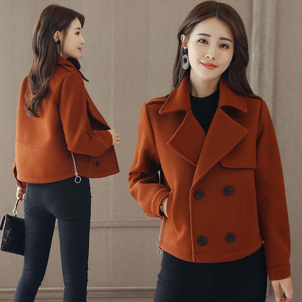 women's wool & blends autumn and winter fashion temperament slim short coat 2021 korean single breasted women, Black
women's wool & blends autumn and winter fashion temperament slim short coat 2021 korean single breasted women, Black