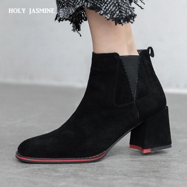 Real Leather Cow Suede High Heel Ankle Boots Women Shoes Square Toe Thick Heel Short Boots Ladies Autumn Winter New Womens Boots, Black
Real Leather Cow Suede High Heel Ankle Boots Women Shoes Square Toe Thick Heel Short Boots Ladies Autumn Winter New Womens Boots, Black