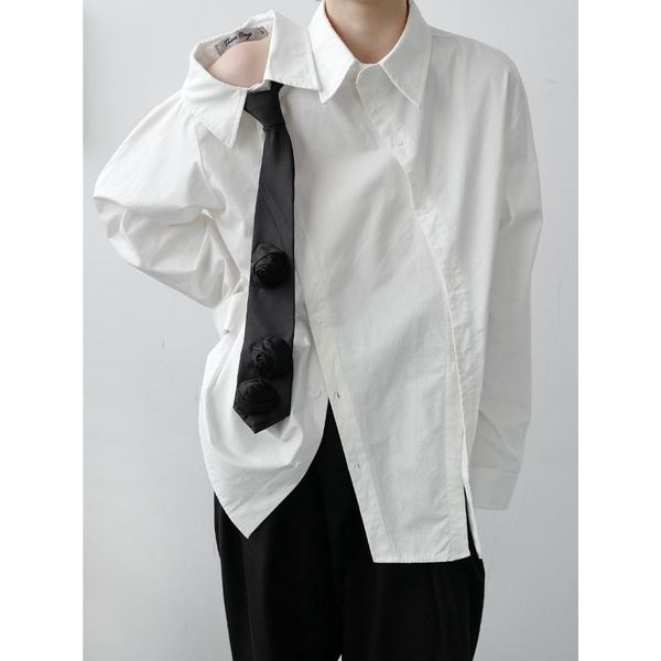 men's casual shirts men asymmetry double neckline breasted long sleeve shirt male women couple streetwear loose stage clothing, White;black
men's casual shirts men asymmetry double neckline breasted long sleeve shirt male women couple streetwear loose stage clothing, White;black