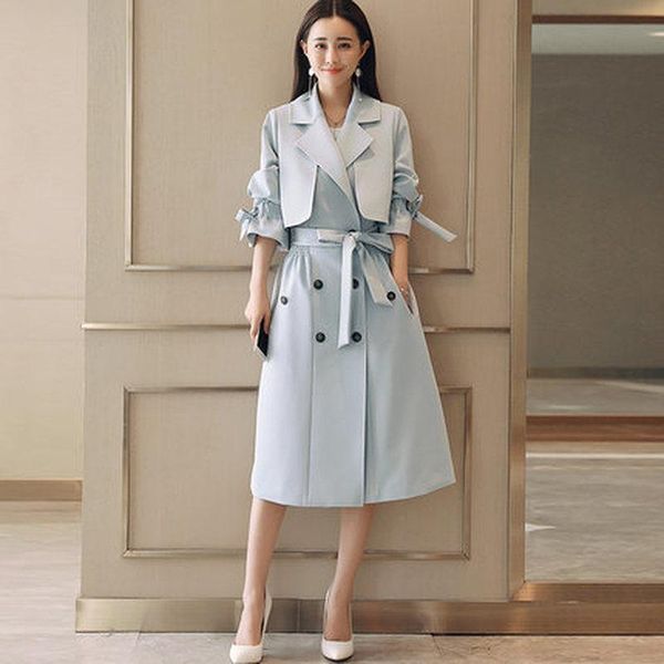 women's trench coats 2021 spring and autumn arrival fashion korean slim waist long section of a large coat, Tan;black
women's trench coats 2021 spring and autumn arrival fashion korean slim waist long section of a large coat, Tan;black