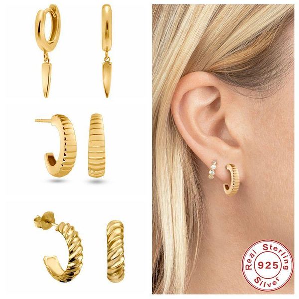 hoop & huggie aide real s925 sterling silver european earrings for women girls personalized charm fine jewerly small loops earring gifts, Golden;silver
hoop & huggie aide real s925 sterling silver european earrings for women girls personalized charm fine jewerly small loops earring gifts, Golden;silver