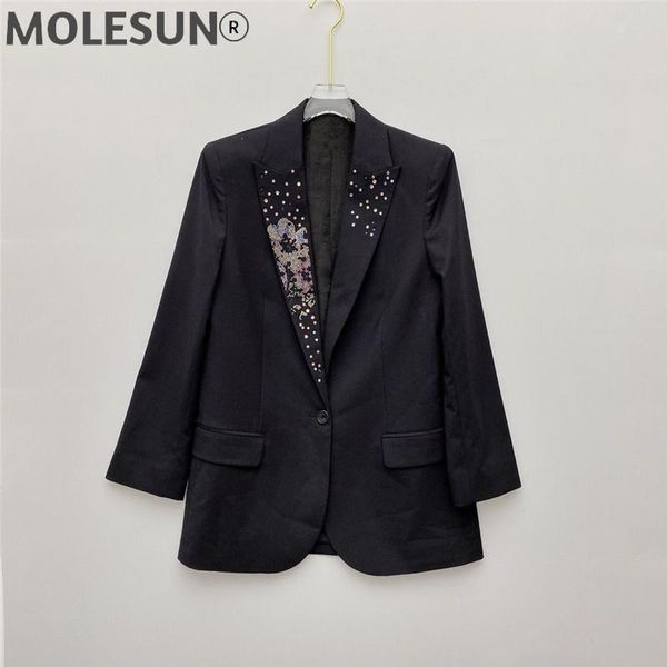 women's suits & blazers 2021ss woman black blazer strass rhinestone lapel collar elegant suit single button long sleeves, White;black
women's suits & blazers 2021ss woman black blazer strass rhinestone lapel collar elegant suit single button long sleeves, White;black