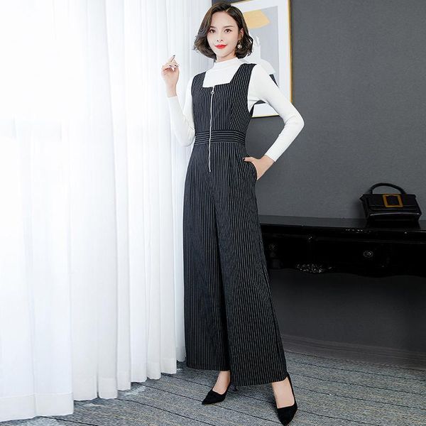 women's jumpsuits & rompers 2021 autumn winter women fashion long sleeve +straight pants female loose casual striped playsuits e09, Black;white
women's jumpsuits & rompers 2021 autumn winter women fashion long sleeve +straight pants female loose casual striped playsuits e09, Black;white