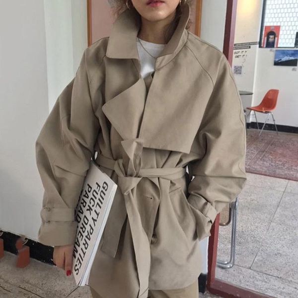 women's trench coats korea chic autumn retro british style lapel double-breasted loose tie waist small windbreaker jacket women, Tan;black
women's trench coats korea chic autumn retro british style lapel double-breasted loose tie waist small windbreaker jacket women, Tan;black