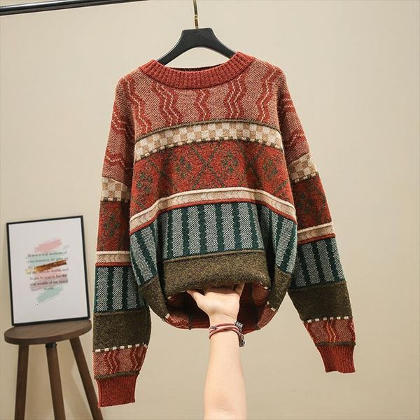 autumn winter womens nordic women sweater style round neck retro jacquard pullover loose casual knitted sweaters ll298, White;black
autumn winter womens nordic women sweater style round neck retro jacquard pullover loose casual knitted sweaters ll298, White;black