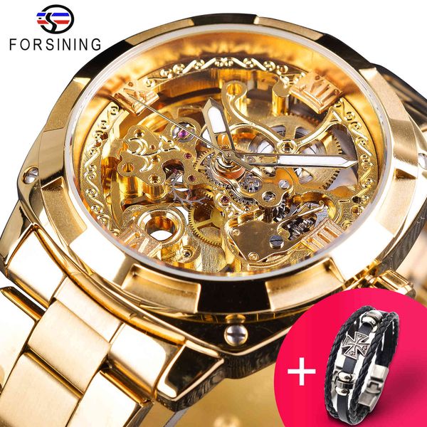 watches forsining watch + bracelet set combination retro men's automatic mechanical luxury full golden luminous hands skeleton clock, Slivery;brown
watches forsining watch + bracelet set combination retro men's automatic mechanical luxury full golden luminous hands skeleton clock, Slivery;brown