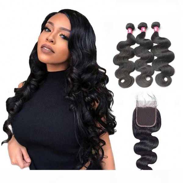 brazilian virgin hair weaves 3 bundles with closure hair 1b soft body wave peruvian human hair lace closures with weft products, Black
brazilian virgin hair weaves 3 bundles with closure hair 1b soft body wave peruvian human hair lace closures with weft products, Black