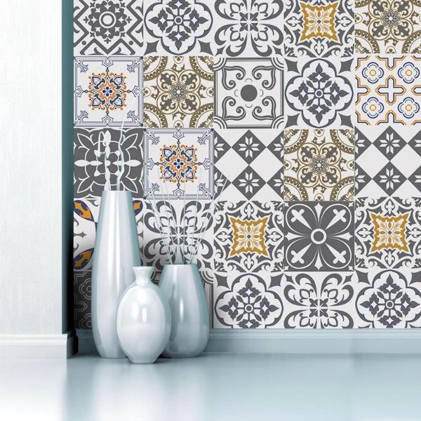 wallpapers simulation european-style tile self-adhesive paper restaurant wall dyi decoration creative sticker waterproof pvc wallpaper
