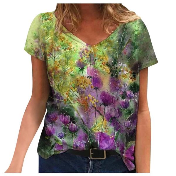 women's t-shirt summer tee shirts clothing plus size 5xl fashion women v-neck flower print short sleeve casual loose #t1g, White
women's t-shirt summer tee shirts clothing plus size 5xl fashion women v-neck flower print short sleeve casual loose #t1g, White