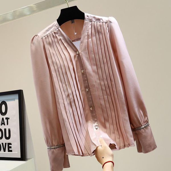 women's blouses & shirts oversized shirt spring fall long sleeve blouse woman pleated bright 2021 loose elegant office lady all-match c, White
women's blouses & shirts oversized shirt spring fall long sleeve blouse woman pleated bright 2021 loose elegant office lady all-match c, White