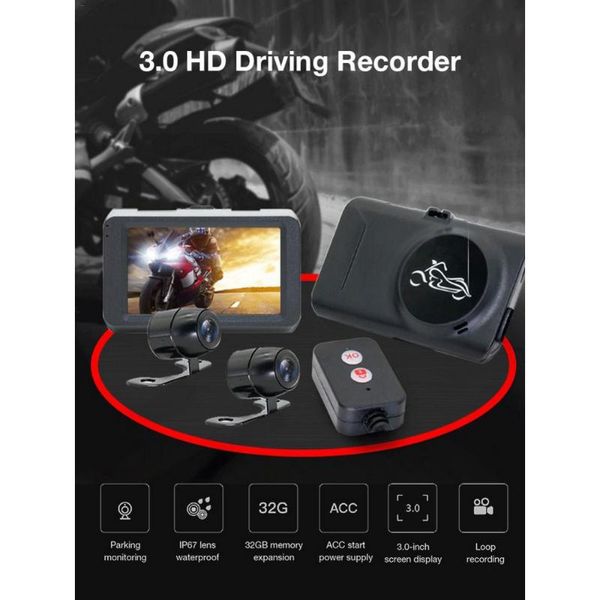 motorcycle driving recorder 3.0 hd 1080p dual lens front rear driving recorder motorbike night vision dashcam waterproof camera car dvr 
motorcycle driving recorder 3.0 hd 1080p dual lens front rear driving recorder motorbike night vision dashcam waterproof camera car dvr