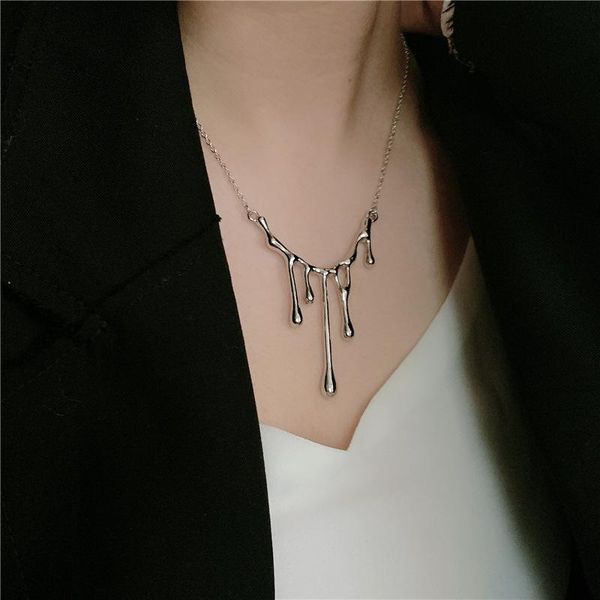pendant necklaces korean fashion irregular waterdrop necklace for women mujer metallic geometric long tassel chokers accessories, Silver
pendant necklaces korean fashion irregular waterdrop necklace for women mujer metallic geometric long tassel chokers accessories, Silver