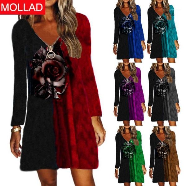 casual dresses 2021 europe and america autumn winter women's v-neck zipper rose print long-sleeved dress, Black;gray
casual dresses 2021 europe and america autumn winter women's v-neck zipper rose print long-sleeved dress, Black;gray