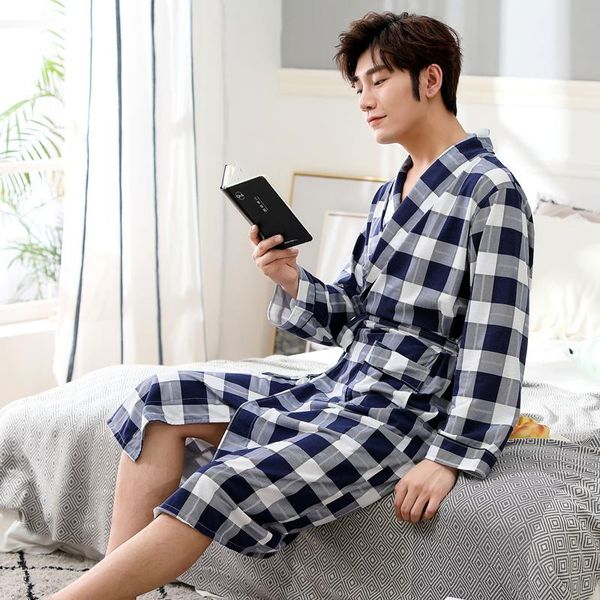 2021 new spring autumn bathrobe men plaid cotton sleep robe long sleeve male comfortable casual home clothing sleepwear nighties, Black;brown
2021 new spring autumn bathrobe men plaid cotton sleep robe long sleeve male comfortable casual home clothing sleepwear nighties, Black;brown