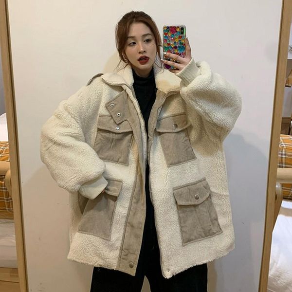 women's jackets 2021 autumn winter wool coat turn down collar long sleeve korean style ladies oversize corduroy jacket loose outwear, Black;brown
women's jackets 2021 autumn winter wool coat turn down collar long sleeve korean style ladies oversize corduroy jacket loose outwear, Black;brown