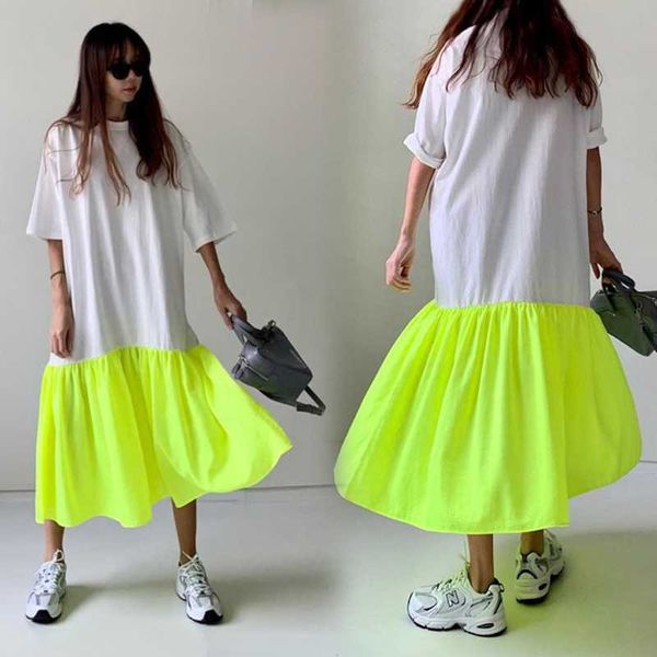 dresses summer casual fashion o neck short sleeve fluorescent green dress women loose patchwork vestido de mujer swing big 210610, Black;gray
dresses summer casual fashion o neck short sleeve fluorescent green dress women loose patchwork vestido de mujer swing big 210610, Black;gray