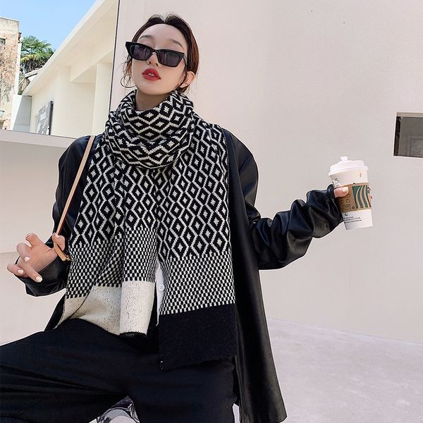 korean new autumn and winter warm diamond scarf women's fashion versatile knitting wool thickened shawl, Blue;gray
korean new autumn and winter warm diamond scarf women's fashion versatile knitting wool thickened shawl, Blue;gray