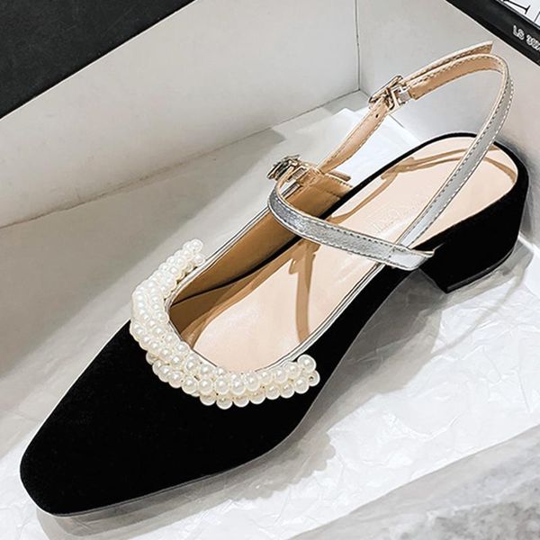 dress shoes 2021 arrival french style vintage pearl mary janes women's shallow mouth elegant women leather low heel sandals, Black
dress shoes 2021 arrival french style vintage pearl mary janes women's shallow mouth elegant women leather low heel sandals, Black