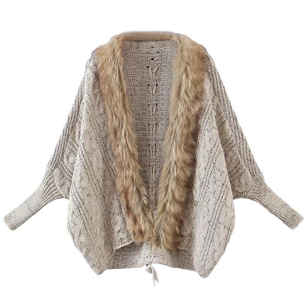 women's knits & tees vintage women faux fur cardigan autumn fashion ladies loose beige knitwear casual female bat sleeve sweaters, White
women's knits & tees vintage women faux fur cardigan autumn fashion ladies loose beige knitwear casual female bat sleeve sweaters, White