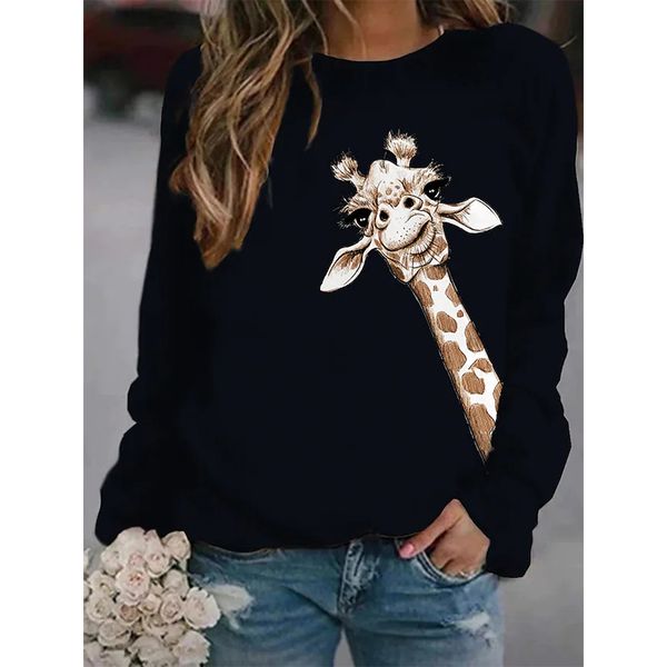 giraffe pattern women's fashion 3d printing short slim t-shirt autumn long sleeve round neck basic casual, White
giraffe pattern women's fashion 3d printing short slim t-shirt autumn long sleeve round neck basic casual, White