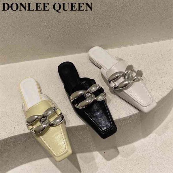 luxury design spring mule slipper brand chain british sandal shoes flat squar toe slide outdoor flip flops zapatillas mujer 210619, Black
luxury design spring mule slipper brand chain british sandal shoes flat squar toe slide outdoor flip flops zapatillas mujer 210619, Black