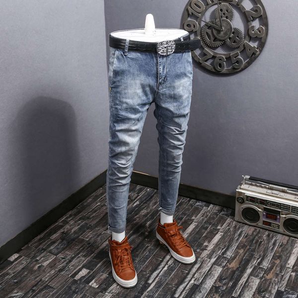 spring and summer jeans fashion slim straight young men's pants, Blue 
spring and summer jeans fashion slim straight young men's pants, Blue