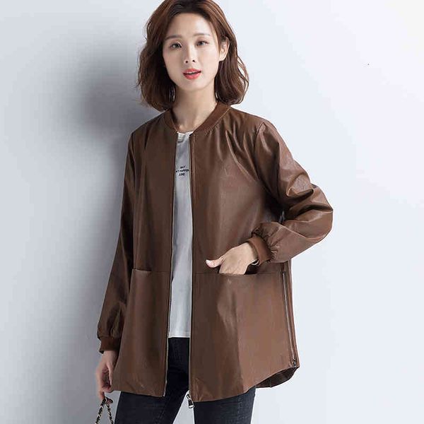 women's leather & faux loose collar plutonium leather jacket solid color women short 2021 korean work done with motorcycle tool, Black
women's leather & faux loose collar plutonium leather jacket solid color women short 2021 korean work done with motorcycle tool, Black
