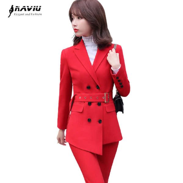 red pants suit fashion high-end business temperament formal long sleeve slim blazer sets office ladies work wear 210604, White;black
red pants suit fashion high-end business temperament formal long sleeve slim blazer sets office ladies work wear 210604, White;black