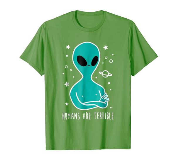 men's t-shirts humans are terrible t-shirt - alien funny space, White;black