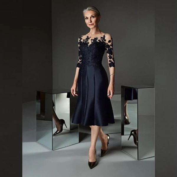 gorgeous prussian blue knee length mother of the bride dresses lace applique with three quarter sleeves wedding guest gowns 2021, Black;red
gorgeous prussian blue knee length mother of the bride dresses lace applique with three quarter sleeves wedding guest gowns 2021, Black;red